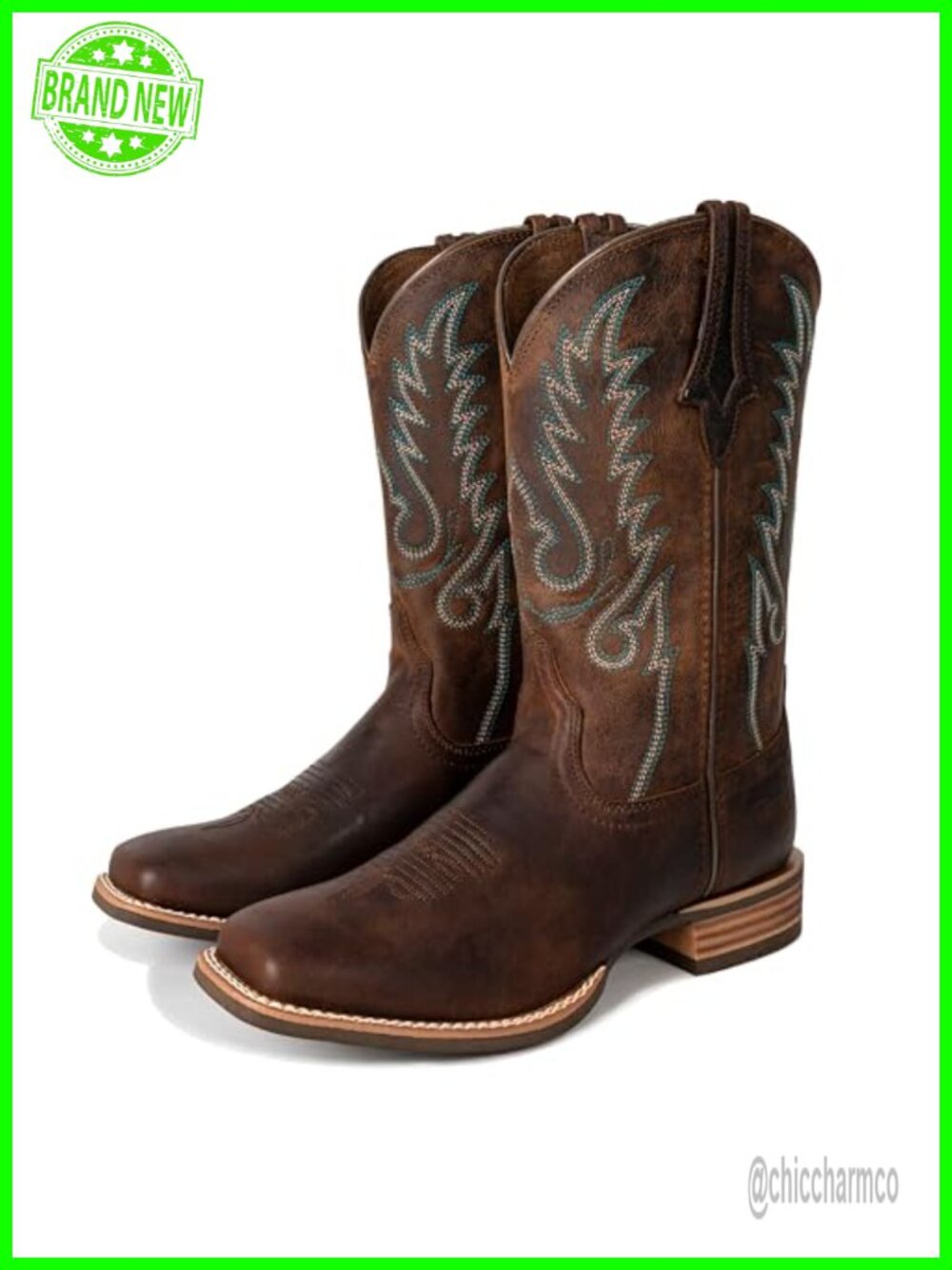 Full-Grain Goatskin Cowboy Boots Square Toe Mid-Calf Western Women